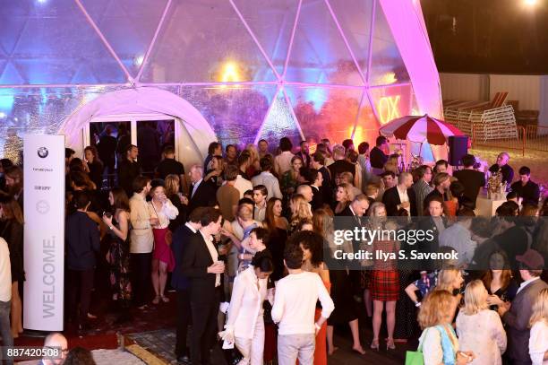 View of the crowd at the World Premiere Of FRANCHISE FREEDOM - A Flying Sculpture By Studio Drift In Partnership With BMW at The Faena Art Dome on...