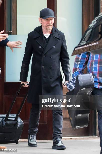 David Howell Evans A.K.A. The Edge is seen leaving his hotel on December 6, 2017 in New York, New York.