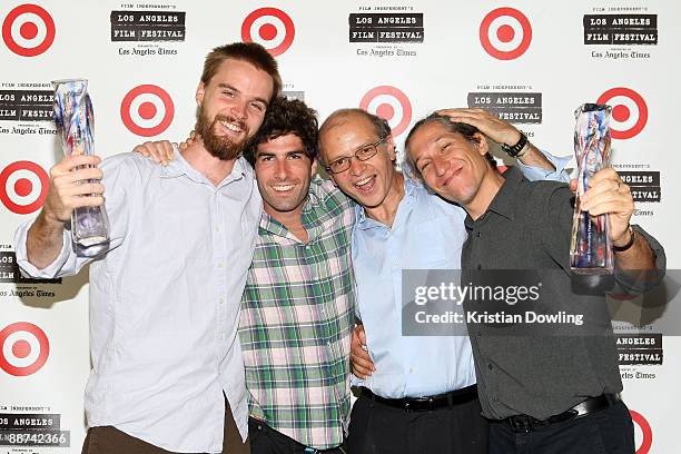 Directors Sam Fleischmer and Ben Chace with Carlos Hagerman and Juan Rulfo pose with their Target award during the 2009 Los Angeles Film Festival's...