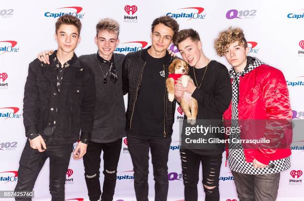 Daniel Seavey, Corbyn Besson, Jonah Marais, Zach Herron and Jack Avery of Why Don't We attend Q102's Jingle Ball 2017 Presented by Capital One at...