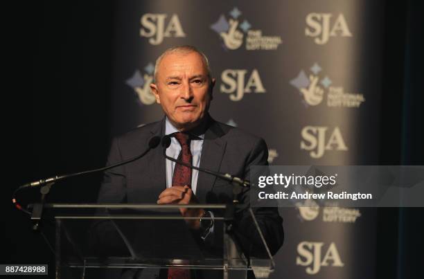 Jim Rosenthal, presenter, is pictured during The SJA British Sports Awards 2017 at the Tower of London on December 6, 2017 in London, England.