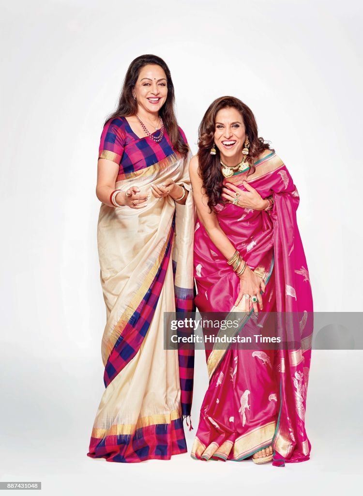 HT Brunch: Profile Shoot Of Bollywood Actor Hema Malini And Author, Columnist Shobhaa De