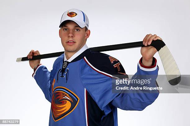 Ben Chiarot poses for a portrait after being drafted by the Atlanta Thrashers during the second day of the 2009 NHL Entry Draft at the Bell Centre on...