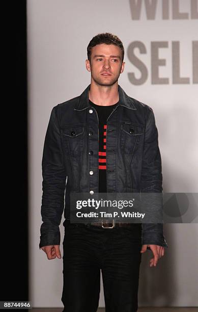 Justin Timberlake attends a fashion show to launch William Rast's latest collection at Selfridges on June 29, 2009 in London, England.