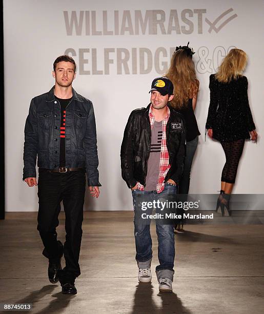 Trace Ayala and Justin Timberlake present the Autumn Winter collection of 'William Rast'at Selfridges on June 29, 2009 in London, England.