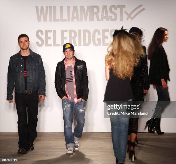 Trace Ayala and Justin Timberlake present the Autumn Winter collection of 'William Rast'at Selfridges on June 29, 2009 in London, England.