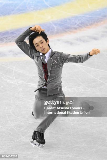 Mitsuki Sumoto of Japan competes in the Junior men Short progam during the ISU Junior & Senior Grand Prix of Figure Skating Final on December 7, 2017...