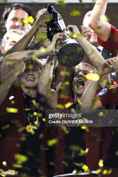 Team Germany celebrate the victory over England in the UEFA Under 21 Championship Final on June 29, 2009 at the Malmo New Stadium in Malmoe. Germany...