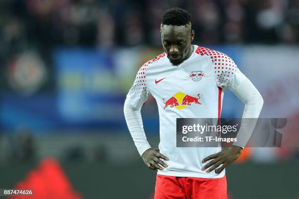 Jean-Kevin Augustin of Leipzig looks on during the UEFA Champions League group G soccer match between RB Leipzig and Besiktas at the Leipzig Arena in...