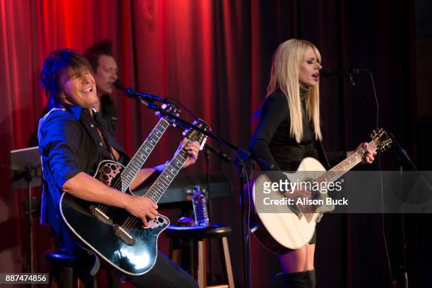 Richie Sambora and Orianthi perform onstage during The Drop: RSO: Richie Sambora & Orianthi at The GRAMMY Museum on December 6, 2017 in Los Angeles,...