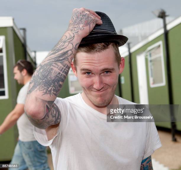 Brian Fallon from The Gaslight Anthem in the Hard Rock Backstage Area on day 3 of Hard Rock Calling in Hyde Park on June 28, 2009 in London, England.