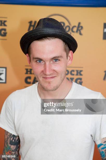 Brian Fallon from The Gaslight Anthem in the Hard Rock Backstage Area on day 3 of Hard Rock Calling in Hyde Park on June 28, 2009 in London, England.