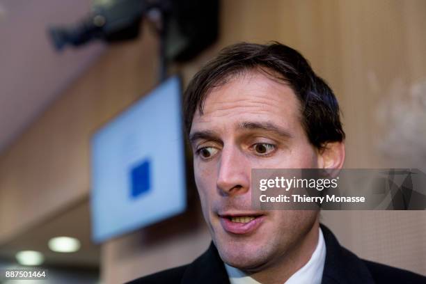 Dutch finance Minister Wopke Hoekstra is talking to media prior an EcoFin Ministers meeting on December 5, 2017 in Brussels, Belgium.