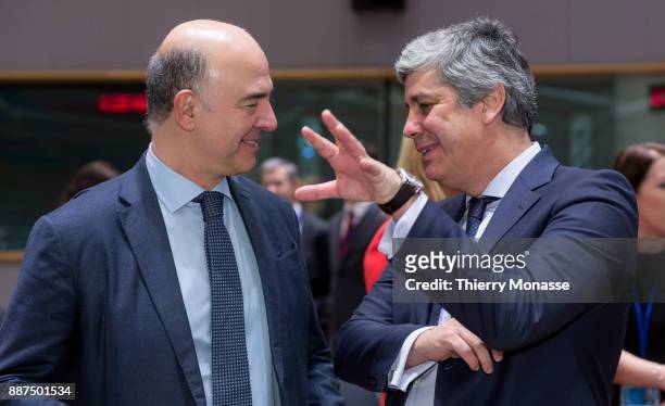Economic and Financial Affairs, Taxation and Customs Commissioner Pierre Moscovici is talking with the Portuguese Finance Minister Mario Centeno...