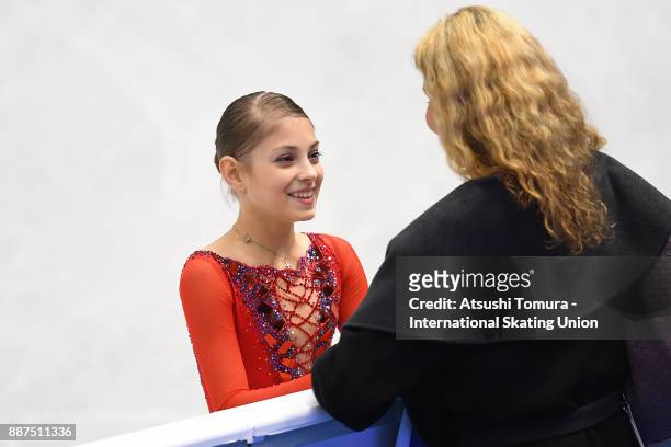 Alena Kostornaia of Russia smiles before the Junior ladies short progam during the ISU Junior & Senior Grand Prix of Figure Skating Final at Nippon...
