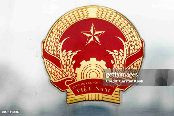 The National Symbol is at the entrance of the Vietnamese Embassy stands on December 7, 2017 in Berlin, Germany. According to German newspaper...