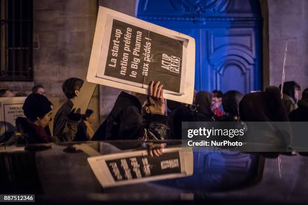 Demonstration march organized by the association Act Up-Paris during the World Day against HIV / AIDS in Paris, France, on 1st december 2017.