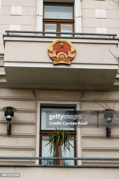 The National Symbol outside the Vietnamese Embassy stands on December 7, 2017 in Berlin, Germany. According to German newspaper Sueddeutsche Zeitung...