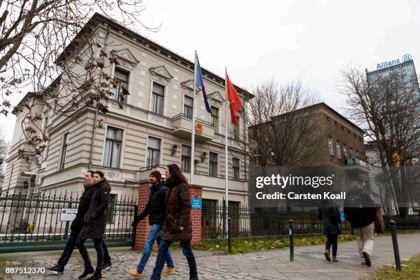 People pass by the Vietnamese Embassy on December 7, 2017 in Berlin, Germany. According to German newspaper Sueddeutsche Zeitung evidence suggests...