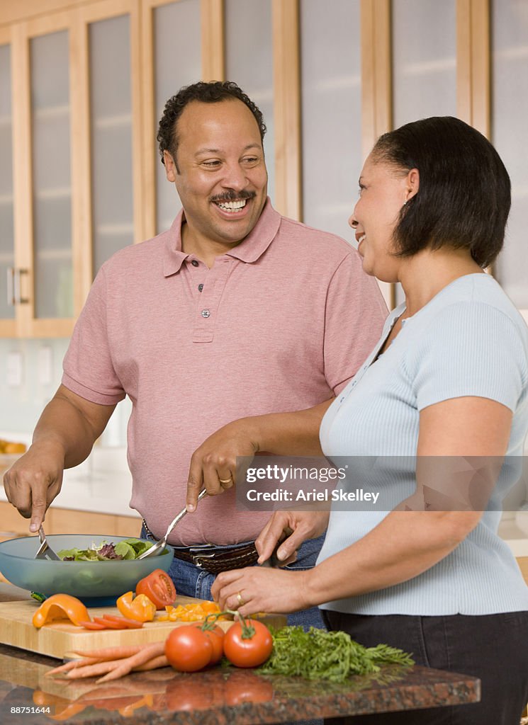 African couple preparing healthy meal