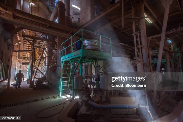 Shaft of light pierces the spray dryer department at the Shabbir Tiles & Ceramics Ltd. Production facility in Karachi, Pakistan, on Wednesday, Dec....