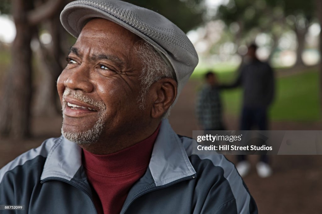 Senior African man in park
