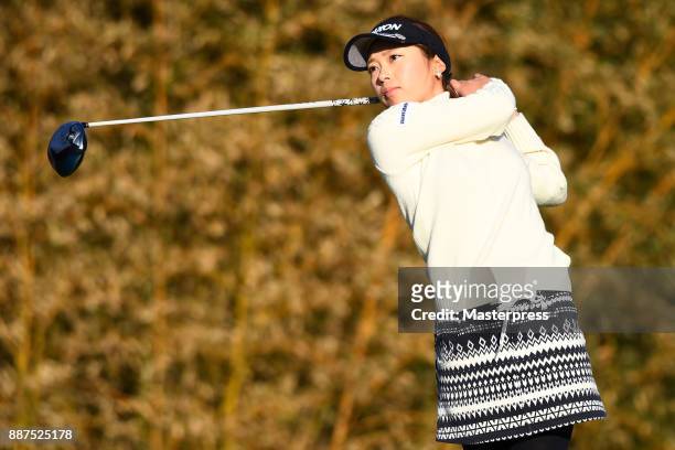 Miyu Nakai of Japan hits her tee shot on the 1st hole during the first round of the LPGA Rookie Tournament at Great Island Club on December 7, 2017...