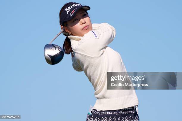 Miyu Nakai of Japan hits her tee shot on the 16th hole during the first round of the LPGA Rookie Tournament at Great Island Club on December 7, 2017...