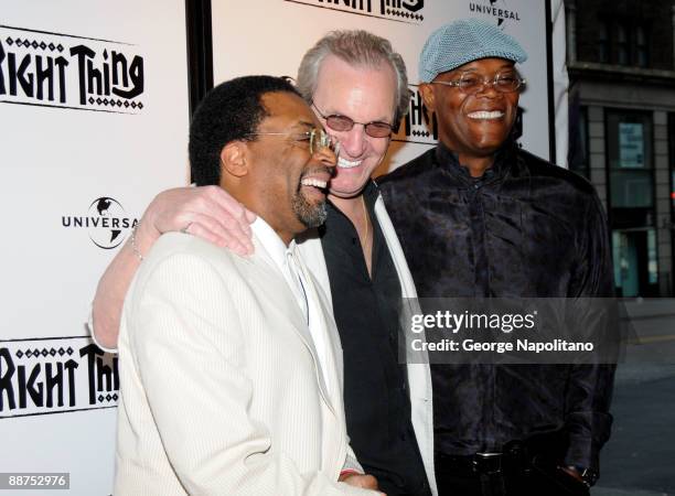 Director Spike Lee and actors Danny Aiello and Samuel L. Jackson attend the 20th Anniversary screening of "Do The Right Thing" at the Directors Guild...