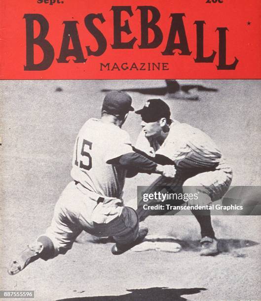 Baseball Magazine features a photo of onfield action at second base, September 1939.