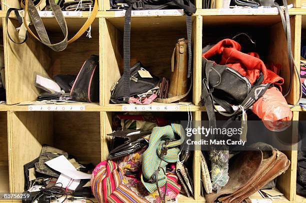 Some of the purses and gags that have been handed into the Glastonbury Festival Lost Property office wait to be claimed at the Glastonbury Festival...