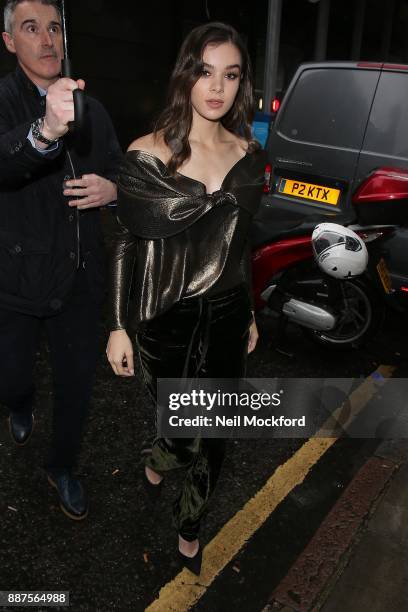 Hailee Steinfeld seen arriving at BUILD LDN at the AOL Studios on December 7, 2017 in London, England.