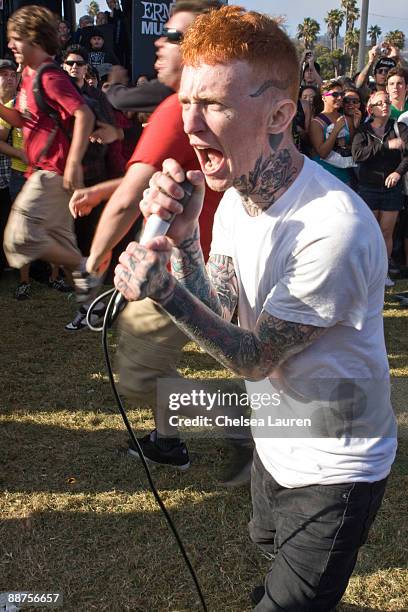 Frank Carter of Gallows performs at the Vans Warped Tour 2009 at Seaside Park on June 28, 2009 in Ventura, California.