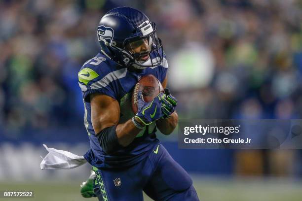Wide receiver Doug Baldwin of the Seattle Seahawks makes a 47 yard reception to the 1 yard line against the Philadelphia Eagles at CenturyLink Field...
