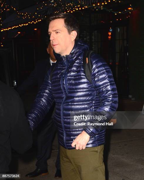 Ed Helms is seen walking in Soho on December 6, 2017 in New York City.