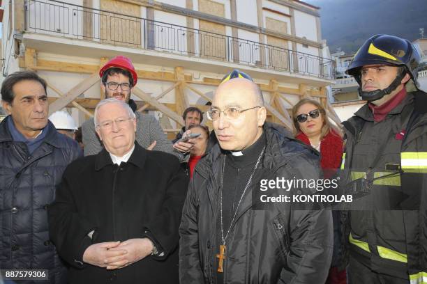 Ischia, Cardinal Bassetti, President of the CEI , with mayor of Lacco Ameno, Giacomo Pascale and Bishop Pietro Lagnese on the strands hit by the...