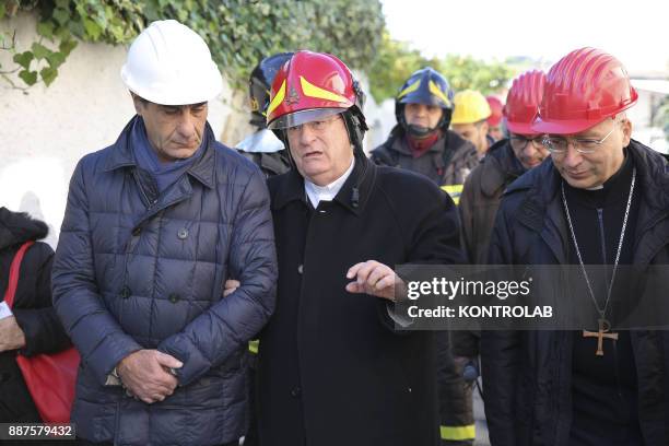 Ischia, Cardinal Bassetti, President of the CEI , with mayor of Lacco Ameno, Giacomo Pascale and Bishop Pietro Lagnese on the strands hit by the...