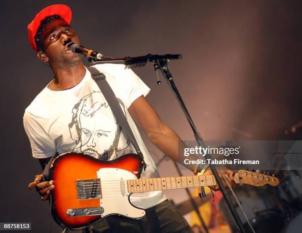 Kele Okereke of Bloc Party headline the Other stage on day 2 of Glastonbury Festival at Worthy Farm on June 26, 2009 in Glastonbury, England.