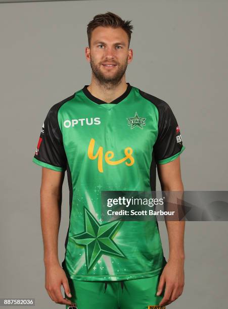 Jackson Coleman poses during a Melbourne Stars BBL headshots session on December 7, 2017 in Melbourne, Australia.