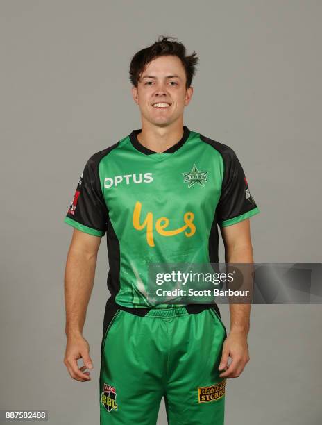 Seb Gotch poses during a Melbourne Stars BBL headshots session on December 7, 2017 in Melbourne, Australia.