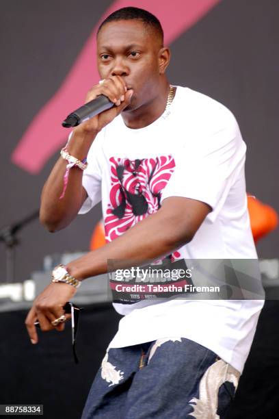 Dizzee Rascal performs on the Other stage on day 3 of Glastonbury Festival at Worthy Farm on June 27, 2009 in Glastonbury, England.