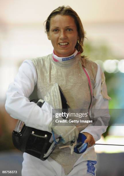 Vezzali Valentina of Italy attends in the round of pools in the Women's individual foil at the Pineto Palasport on June 29, 2009 in Pescara, Italy.