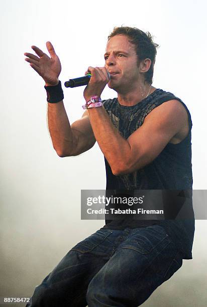 Ben "The Verse" Mount of Pendulum performs on the Other stage on day 3 of Glastonbury Festival at Worthy Farm on June 27, 2009 in Glastonbury,...