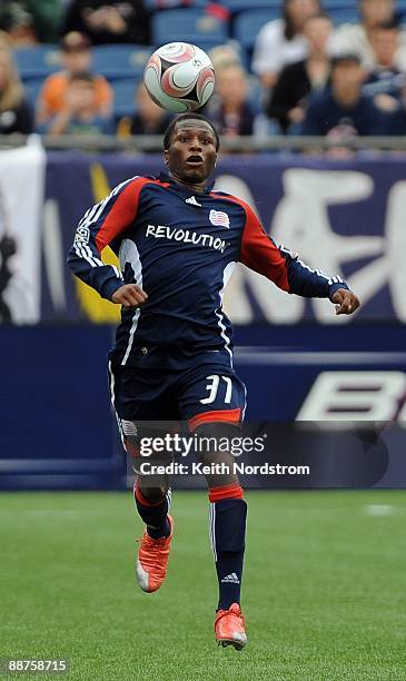 Sainey Nyassi of the New England Revolution pursues the ball during SuperLiga Group B match against Atlas June 28 2009 at Gillette Stadium in...