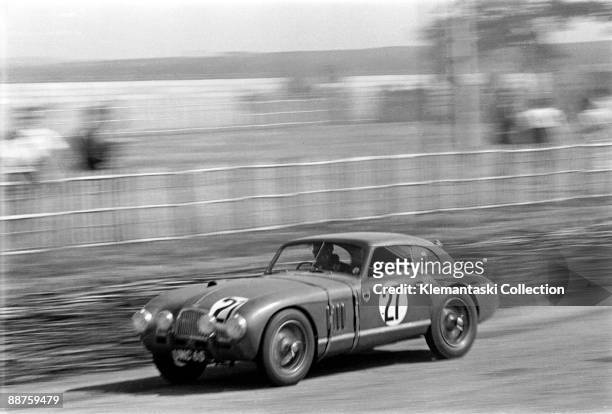 The 24 Hours of Le Mans; Le Mans, June 25-26, 1949. The Aston Martin DB2 driven by Nick Haines and Arthur Jones managed to finish seventh overall,...