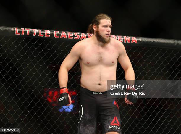 Jeremy Kimball stands in the Octagon prior to his bout against Dominick Reyes during the UFC 218 event at Little Caesars Arena on December 2, 2017 in...