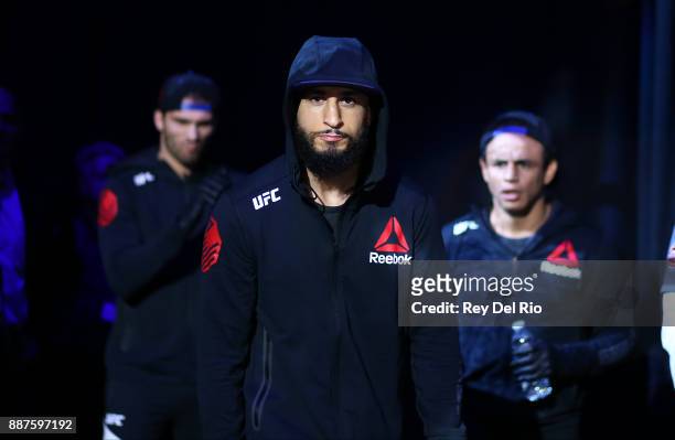 Sabah Homasi walks out into the arena to face Abdul Razak Alhassan during the UFC 218 event at Little Caesars Arena on December 2, 2017 in Detroit,...
