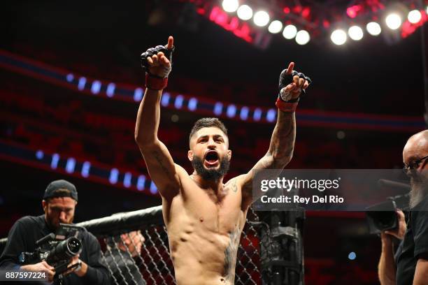 Sabah Homasi prepares to enter the Octagon prior to his bout against Abdul Razak Alhassan during the UFC 218 event at Little Caesars Arena on...