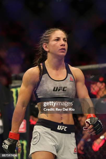 Tecia Torres battles Michelle Waterson during the UFC 218 event at Little Caesars Arena on December 2, 2017 in Detroit, Michigan.