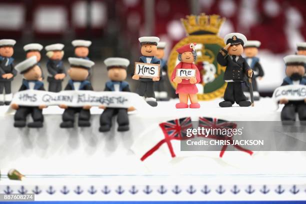 Picture shows the commissioning cake with figures and scenes on it made by David Duncan for the Commissioning Ceremony to be attended by Britain's...